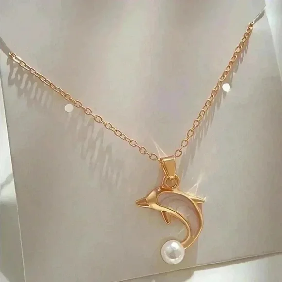 ⚠️Clearance Dolphin Pendant Necklace Yellow Gold - Picture 6 of 6